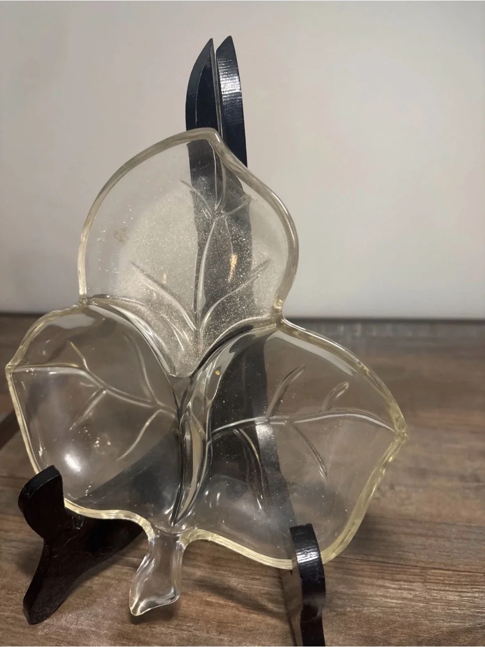 Clear Glass Leaf-Shaped Divided Serving Dish
